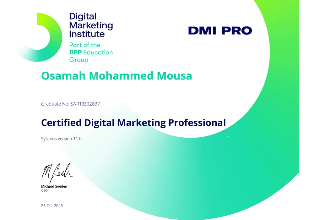 Certified Digital Marketing Professional certificate preview